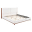 King Upholstered Bed Frame, No Box Spring Needed - Walnut / White