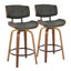 Lombardi - Mid-Century Modern Fixed Height Counter Stool With Swivel With Round Footrest (Set of 2)