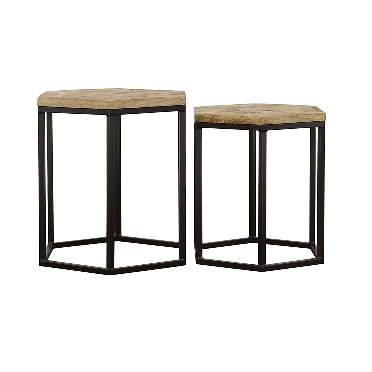 2 Piece Nesting Table With Hexagon Base - Brown