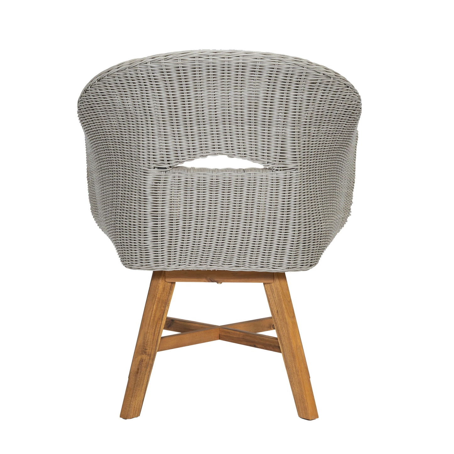 Modern Coastal Rattan Dining Chairs, (Set of 2), Solid Wood Legs - Beige