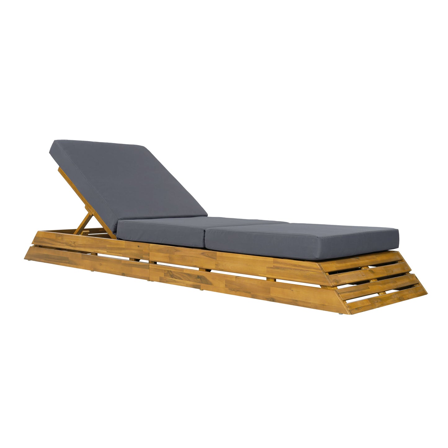 Chaise Lounge Set With Cream 3 Fold Cushion, 3 Position Adjustable Backrest