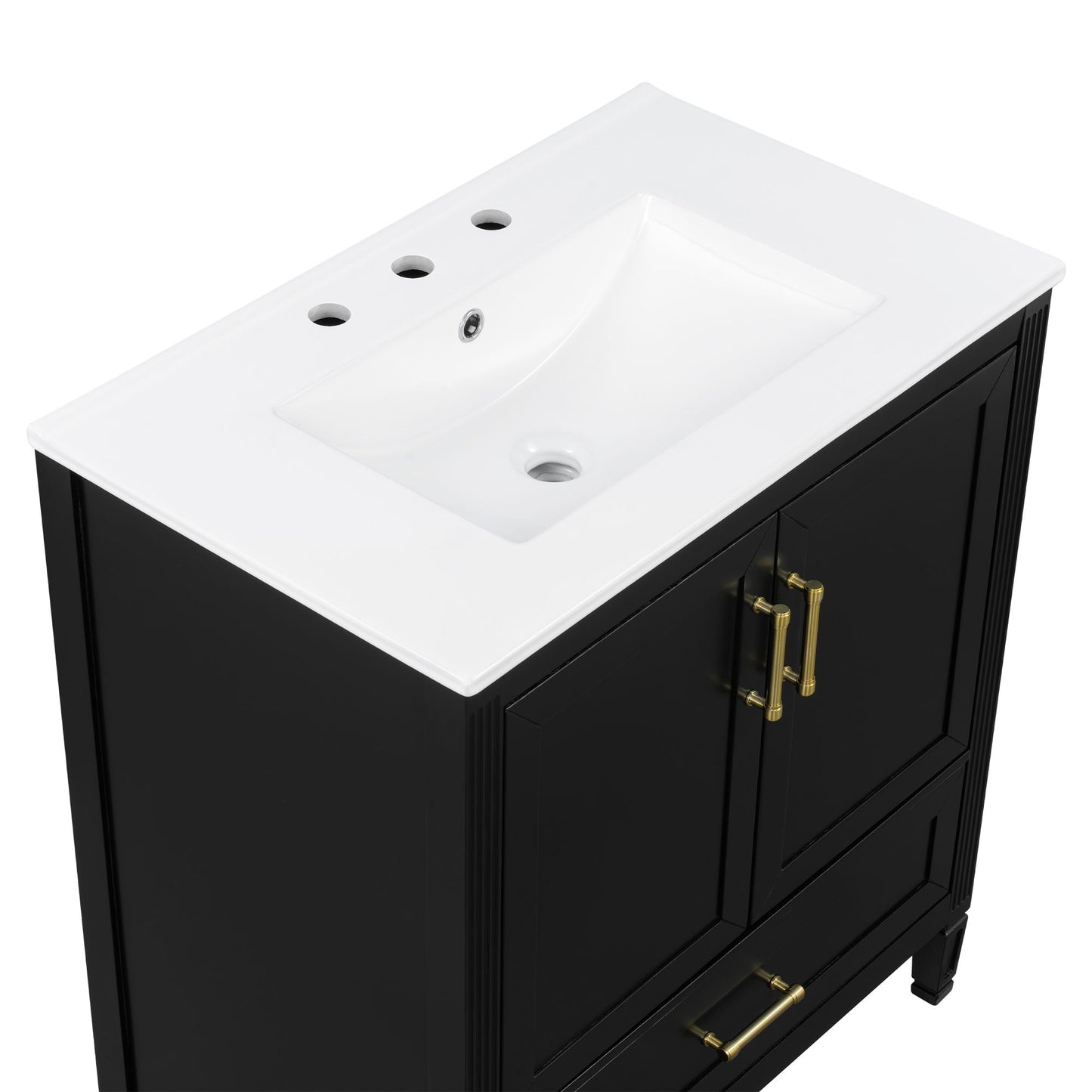 Elegant Fluted Bathroom Vanity With Sink, Soft Close Doors & Drawer