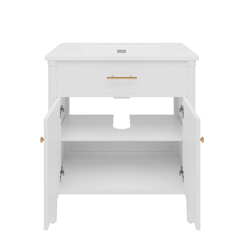 Bathroom Vanity With Sink, Soft Close Doors And Adjustable Shelf
