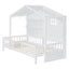 House Bed With Shelves, Window And Sparkling Light Strip On The Roof