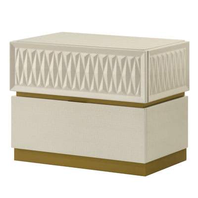 Stanley - 2 Drawer Nightstand With Crocodile Texture - Gray