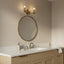 Regal - Double Light Vanity With Clear Ribbed Satin - Antique Brass / Clear
