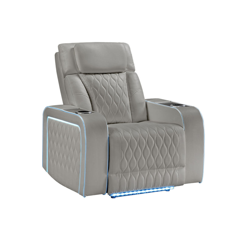 Electra - 3 Piece Power Reclining Sofa, Loveseat And Recliner Set With Power Headrests, Massage And LED Lighting