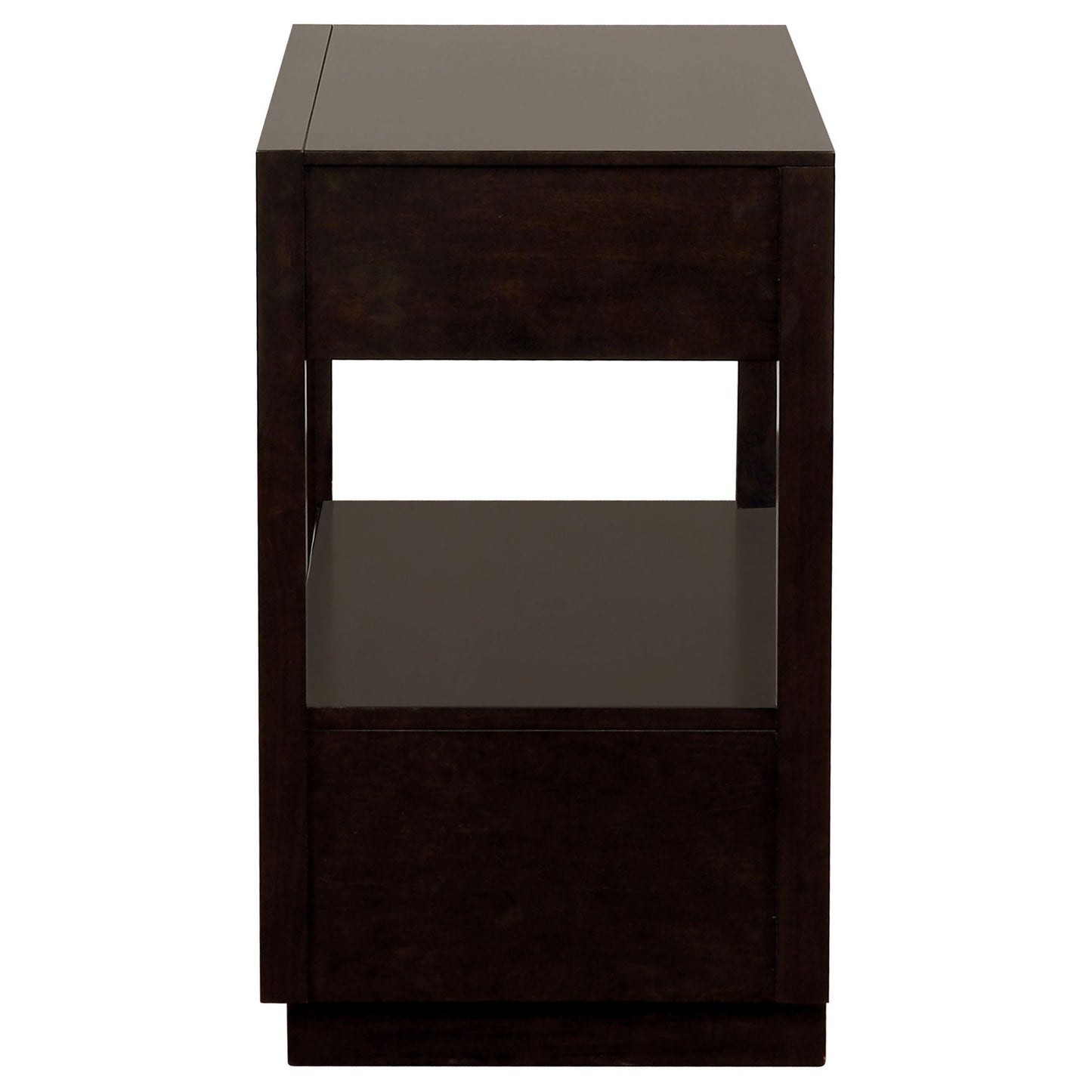 2 Drawer Nightstand With Trim And USB Charging - Brown