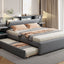 Upholstered Platform Bed With Reading Lights, Drawers, Trundle And Shelves