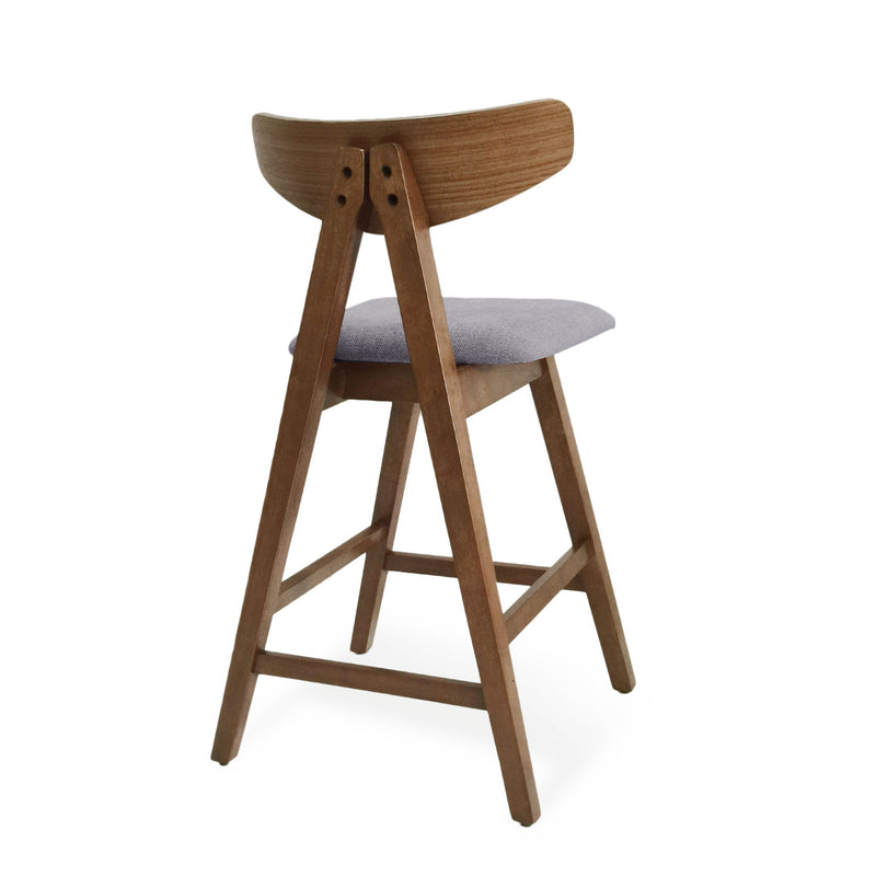 Mid Century Modern Counter Stool With V Shape Frame And Upholstered Seating