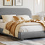 Upholstered Platform Bed With Thick Solid Frame And Stylish Curve-Shaped Design