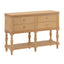 Console Table With 4 Soft Close Drawers, Thick Bottom Shelf For Living Room - Natural
