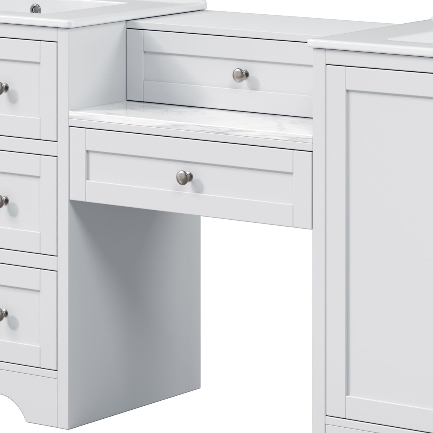 Double Sink Bathroom Vanity With Countertop, 2 Ceramic Sinks, 6 Drawers, Soft Close Design