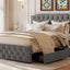 Upholstered Platform Bed With 2 Drawers And 2 Sets Of USB Ports On Each Side, Fabric
