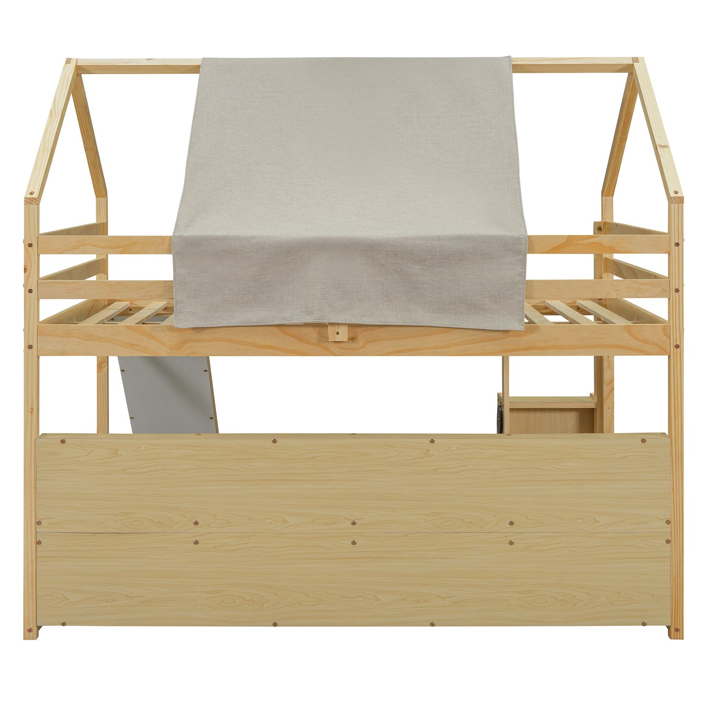 Loft Bed With House Shaped Frame And Tent