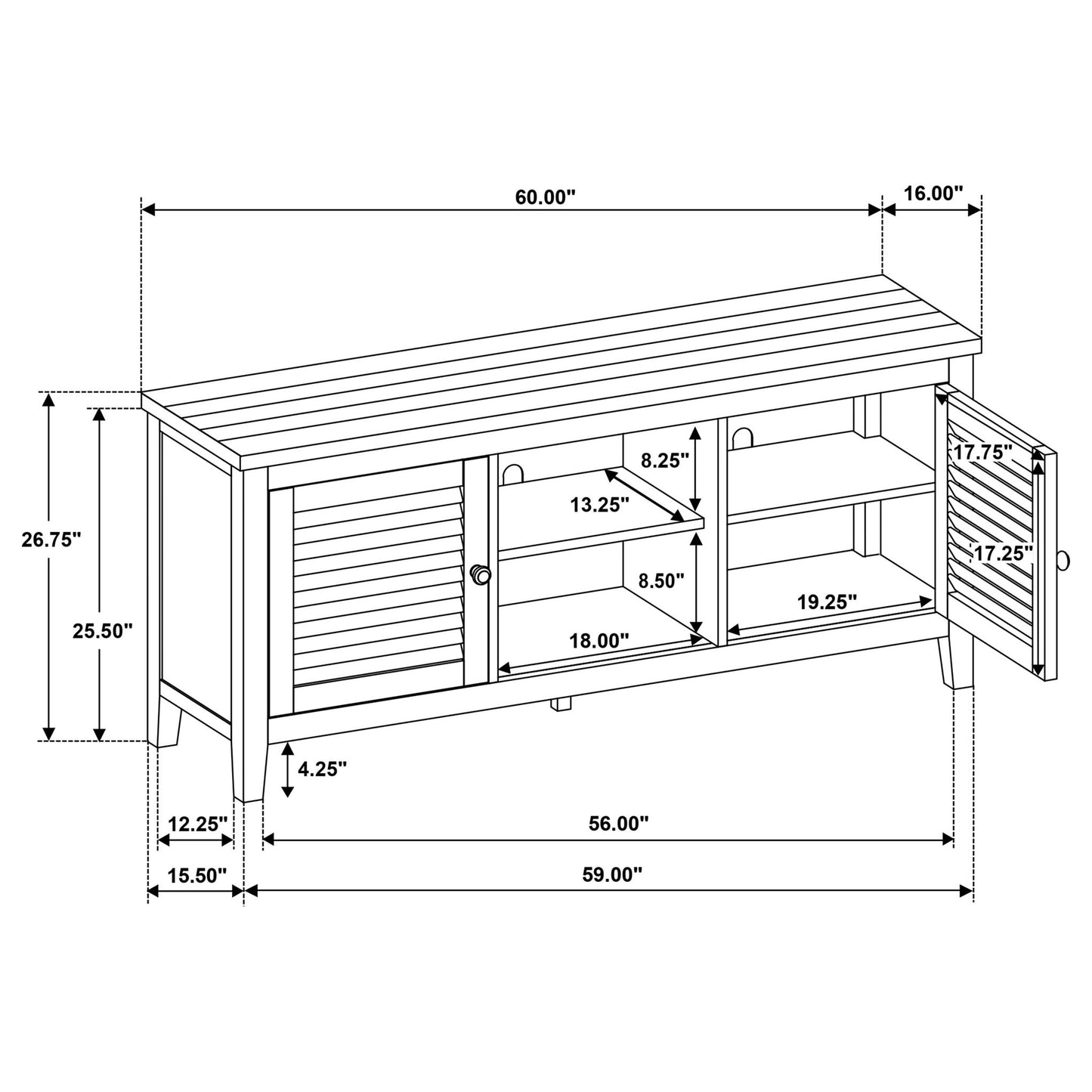 Sutter - 2 Door TV Stand With Mission Design - Dark Brown