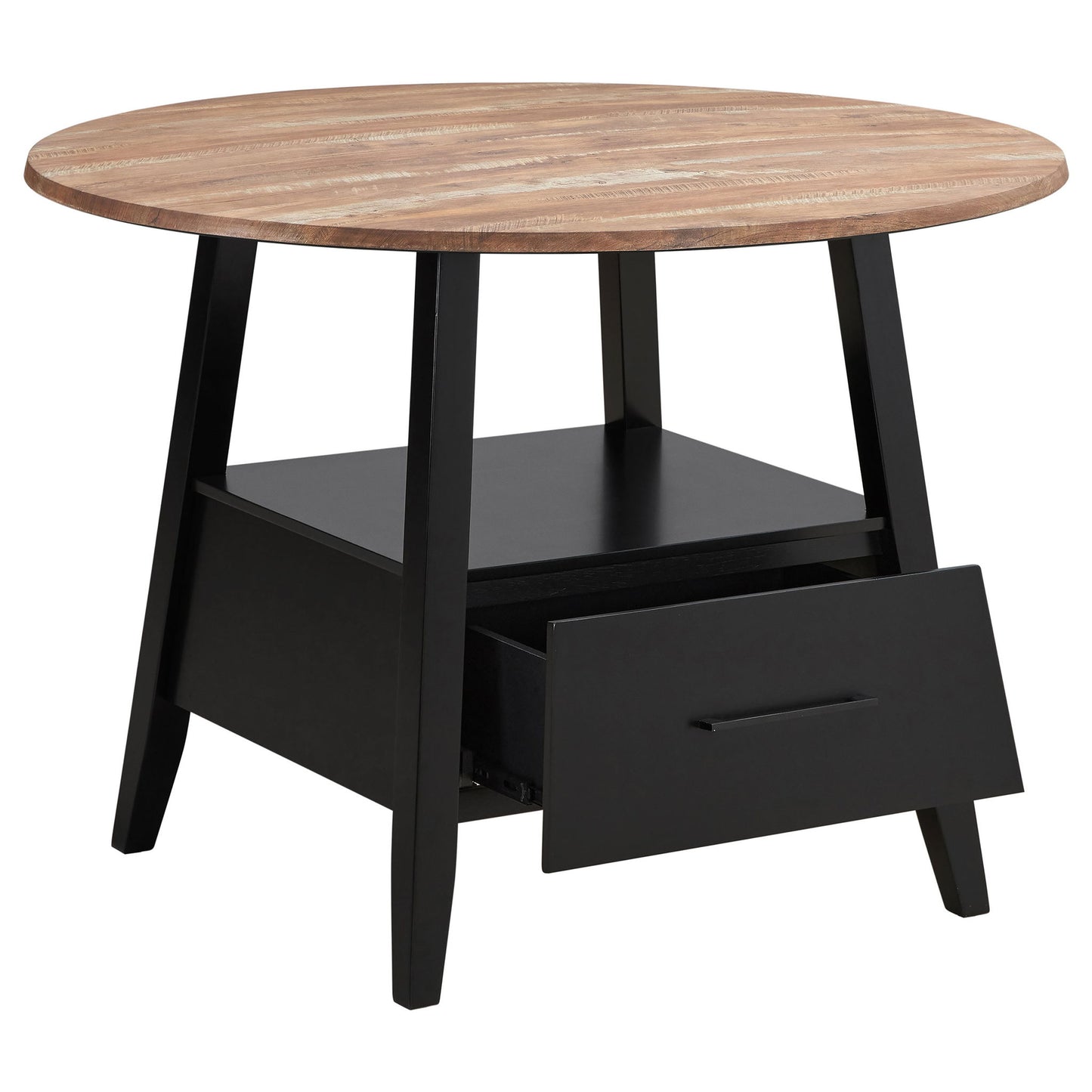 Arunda Yukon - Round Counter Height Dining Table With Pedestal Base And Built In Drawer - Oak