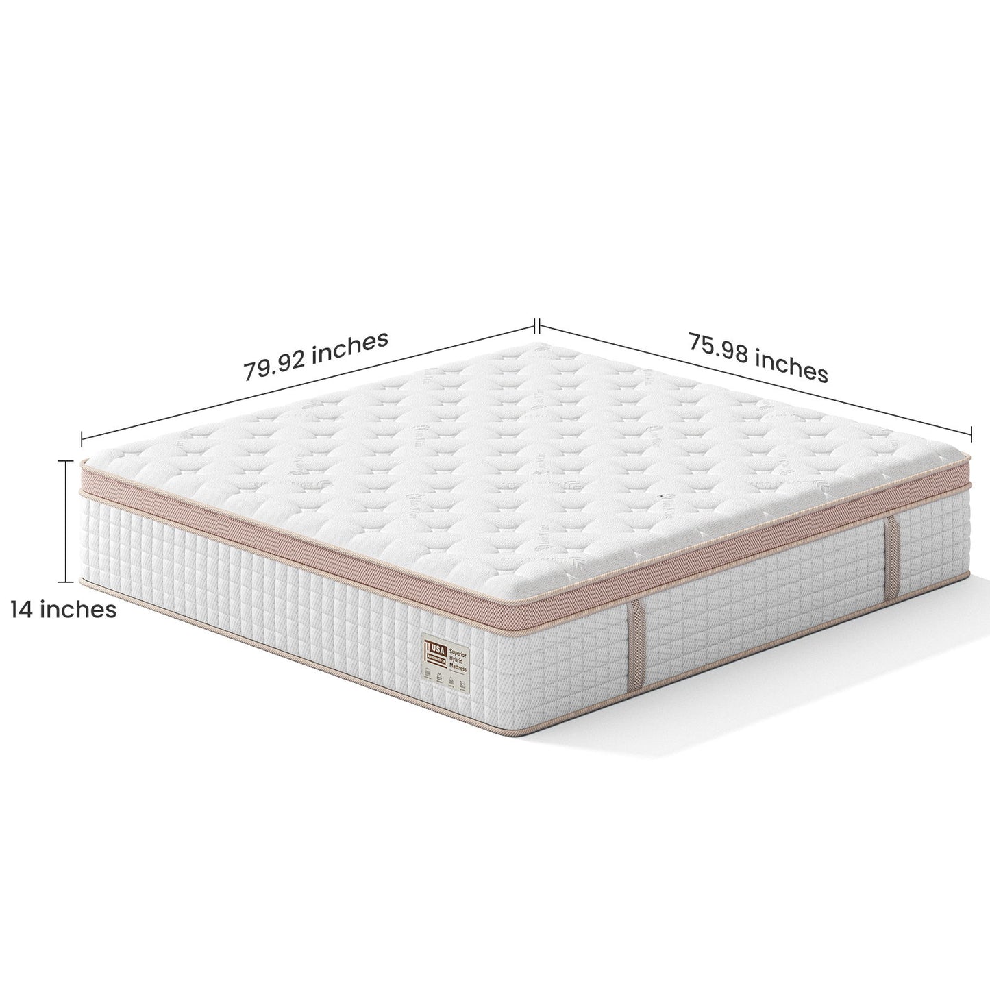 14", Firm Hybrid Mattress, Gel Memory Foam & Pocket Springs, Pressure Relief, Motion Isolation, Ergonomic Bed - White - King