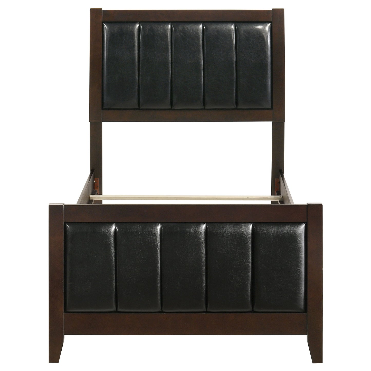 Twin Panel Bed With Headboard And Tapered Legs - Brown