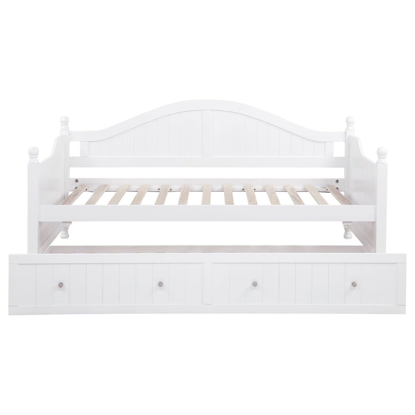 Twin Daybed With Trundle Storage Bed - White
