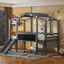 Loft House Bed With Ladder And Slide, With board And Light Strip On The Roof