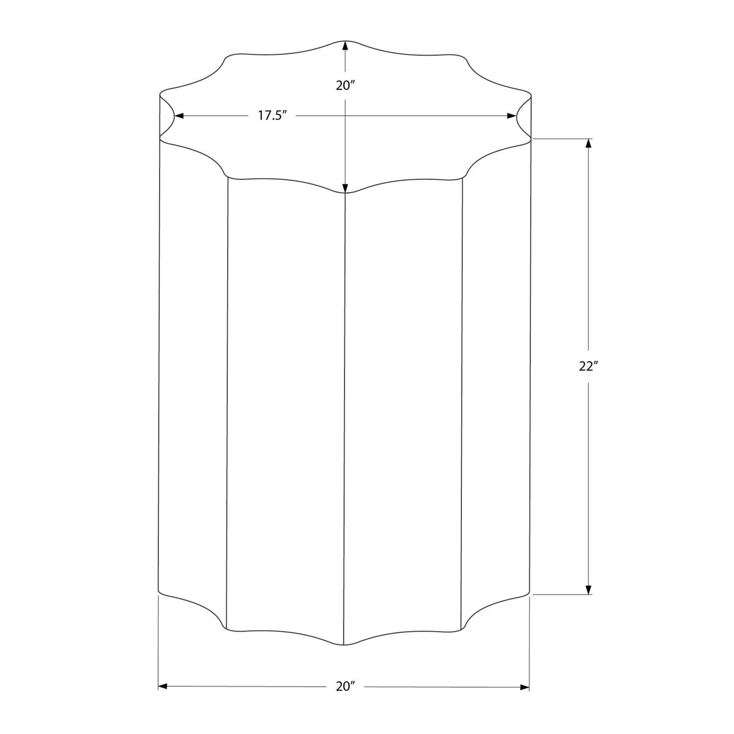 Drum Accent Side Table, Stylish Scalloped Design