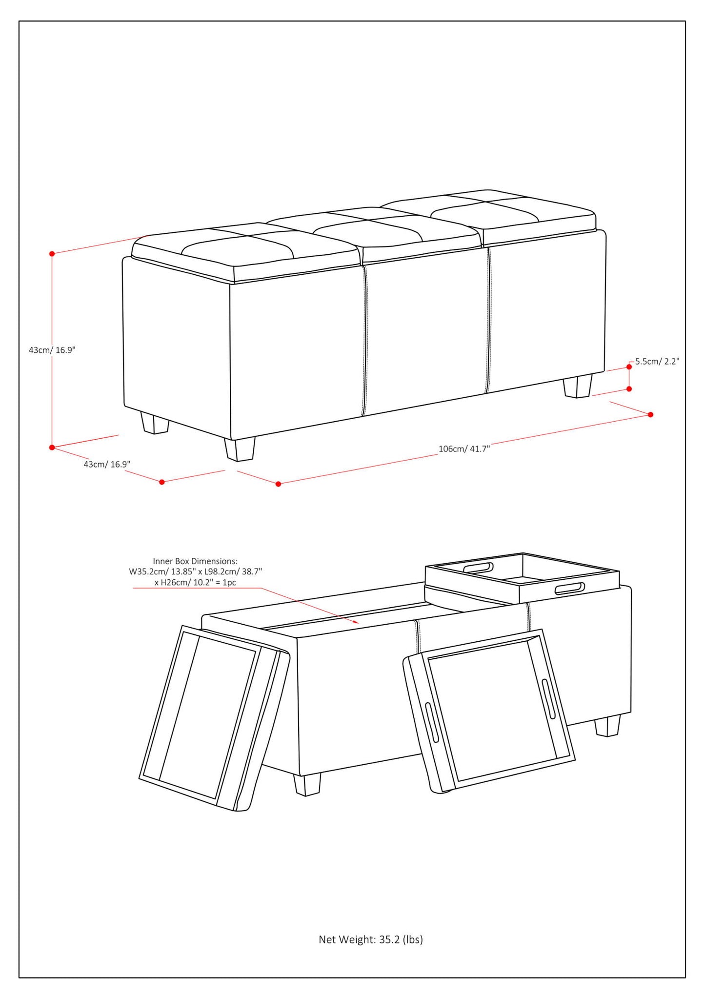 Avalon - Upholstered Storage Ottoman