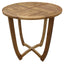 Outdoor Circular Wood Bistro Table With Curved Legs And Slat Panel Table Top - Teak