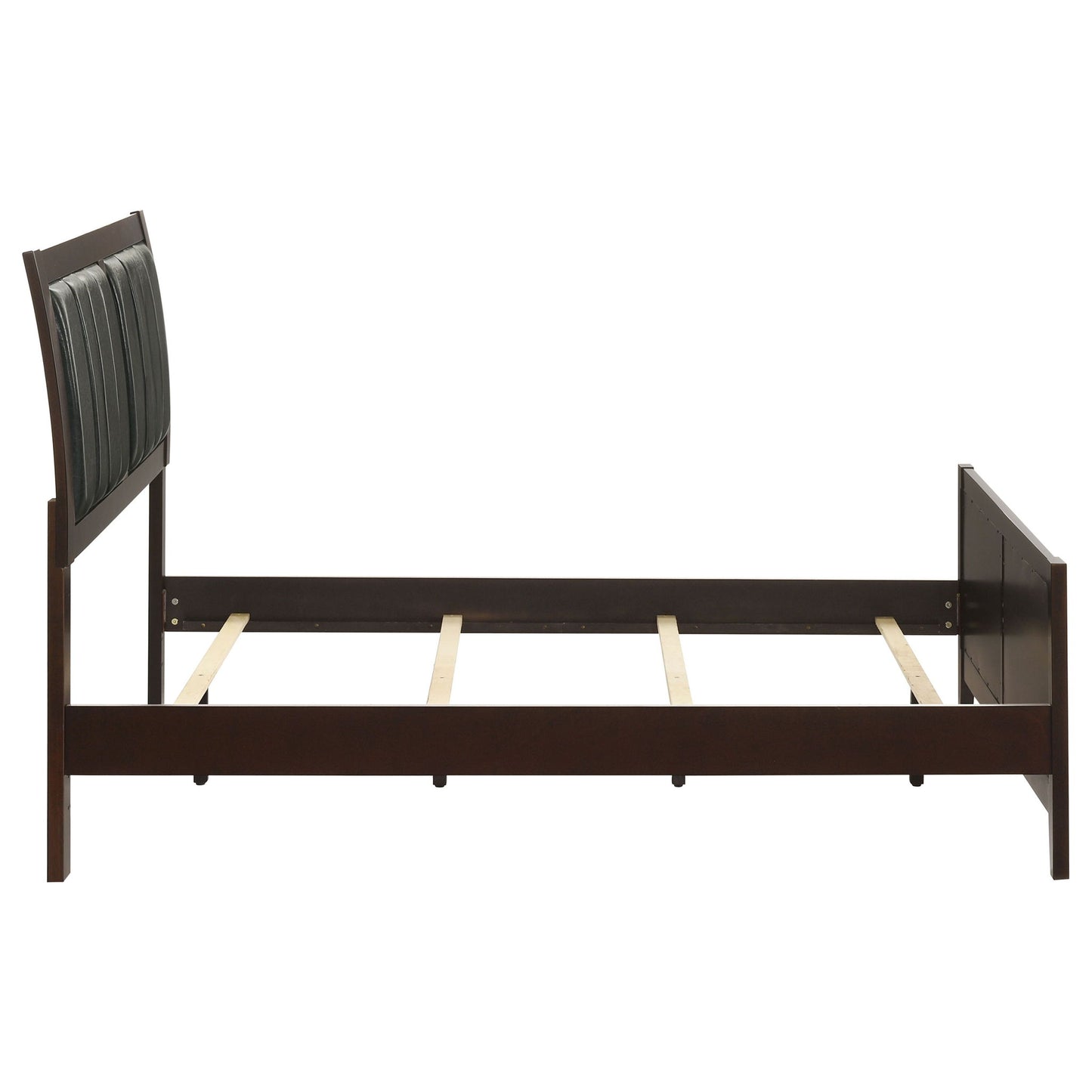 Full Panel Bed With Tufted Headboard Frame - Brown