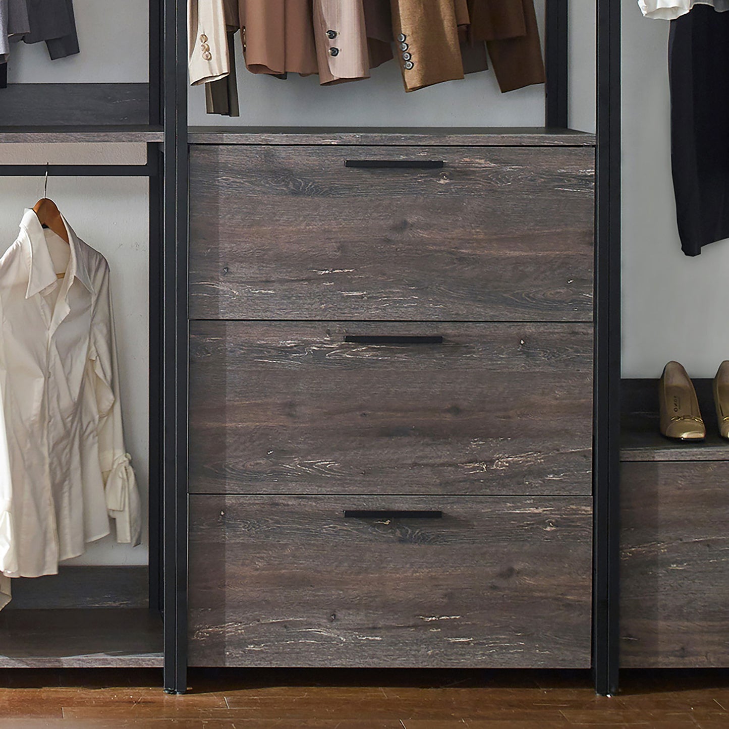 Monica - Modular Design Walk-In Closet System - Rustic