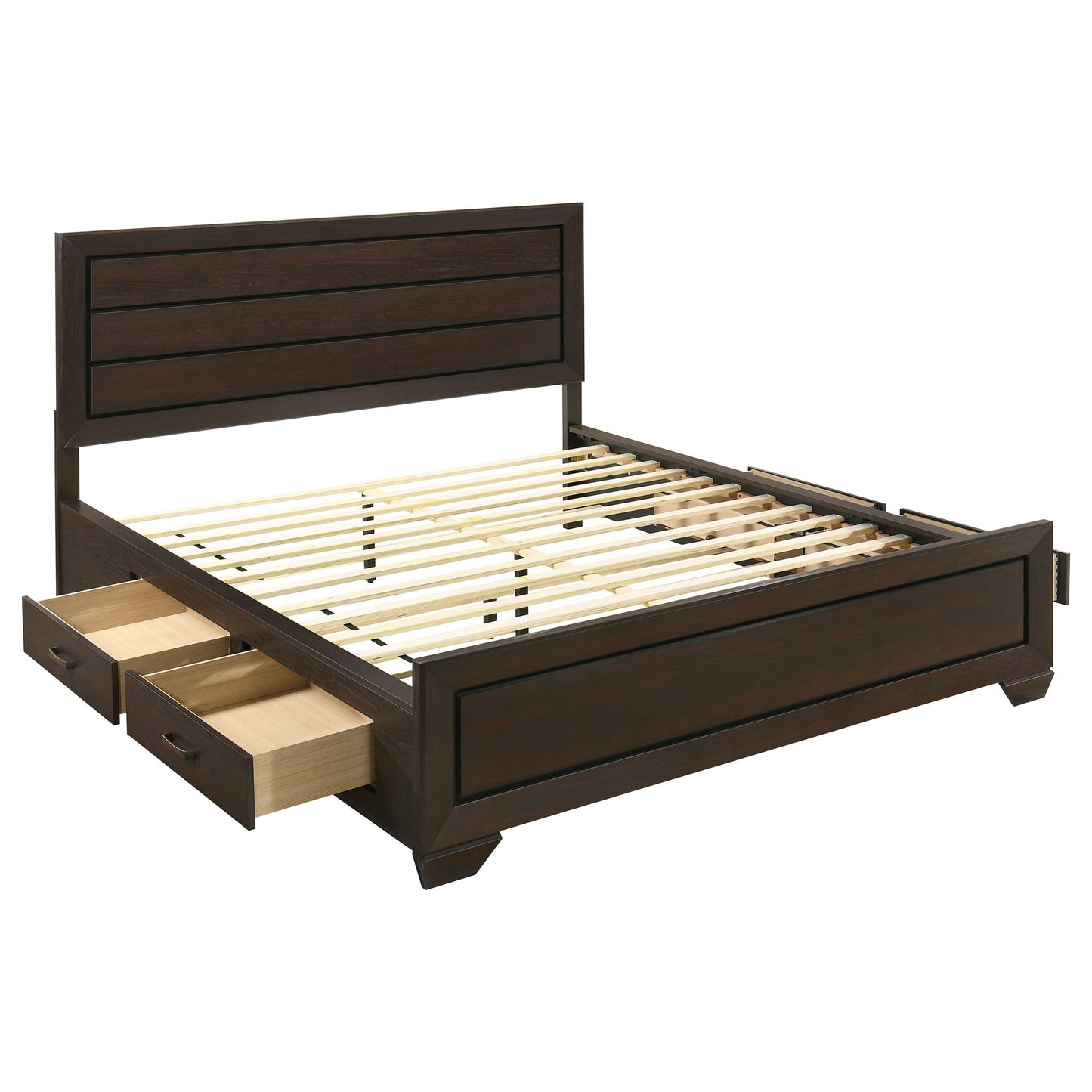 Kauffman - Queen Storage Panel Bed With Side Drawers - Dark Brown