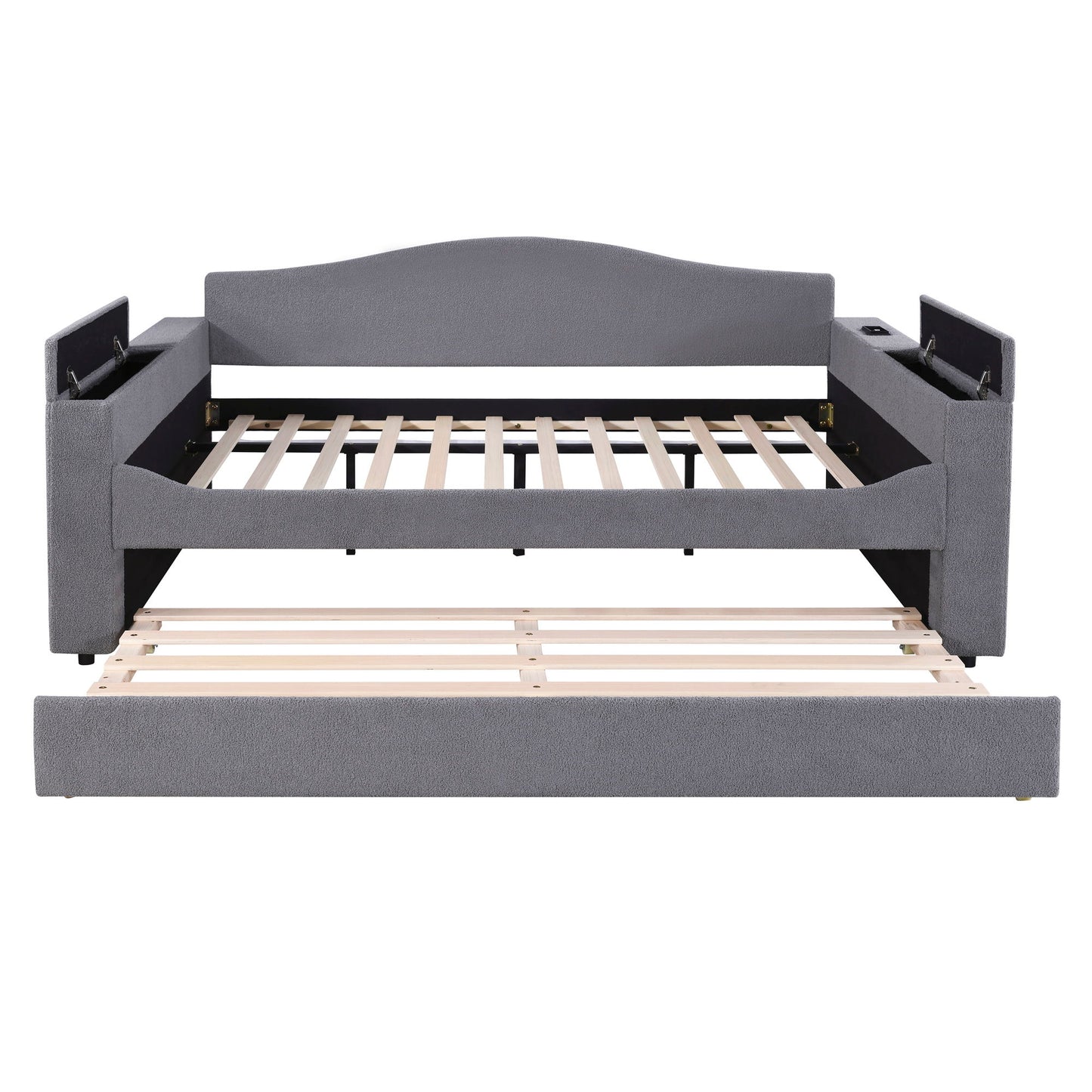 Upholstered Daybed With Storage Armrests, Trundle And Latest Integrated tooth Audio System