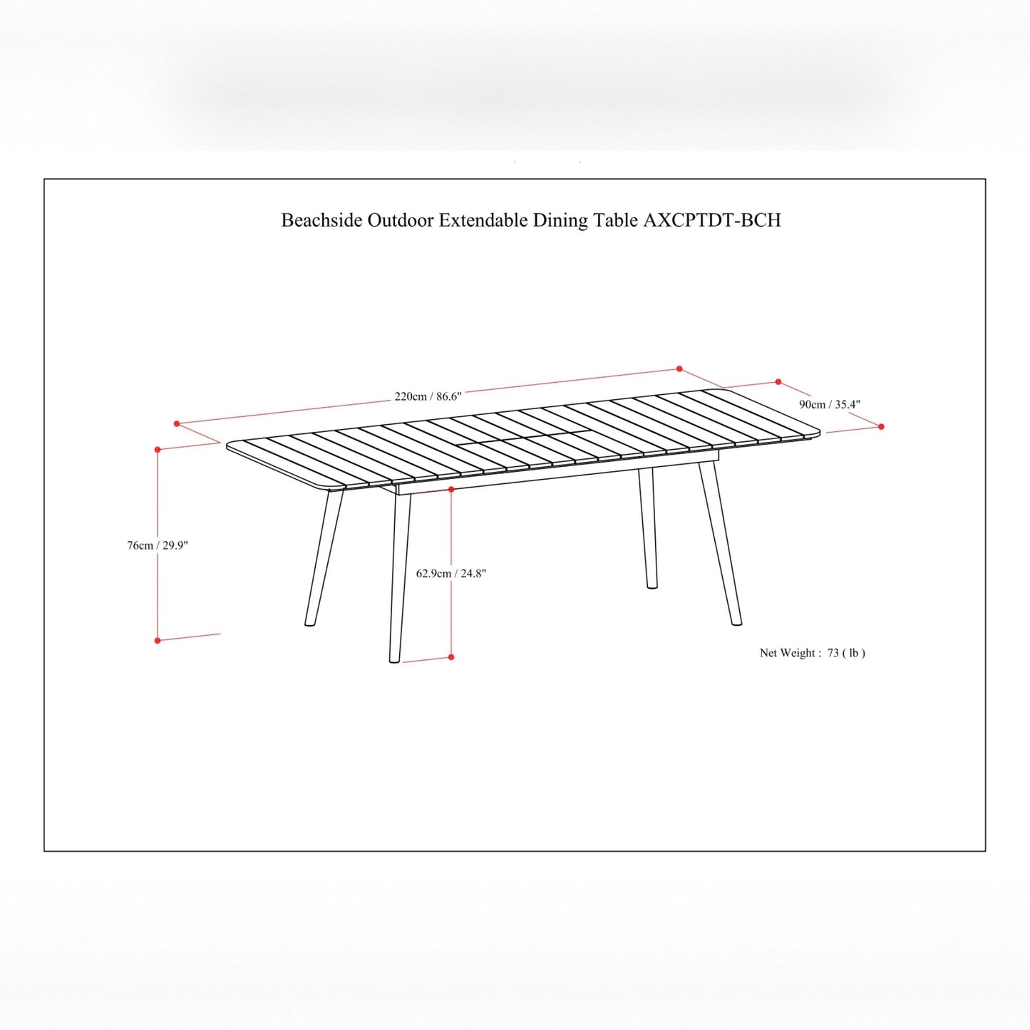 Beachside - Outdoor Extendable Dining Table - Light Teak