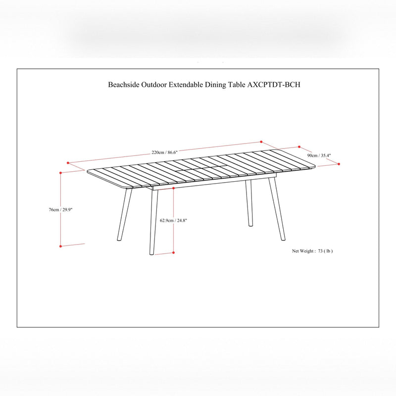 Beachside - Outdoor Extendable Dining Table - Light Teak