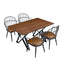 5 Piece Industrial Style Indoor Upholstered Dining Set With Metal Legs - Brown