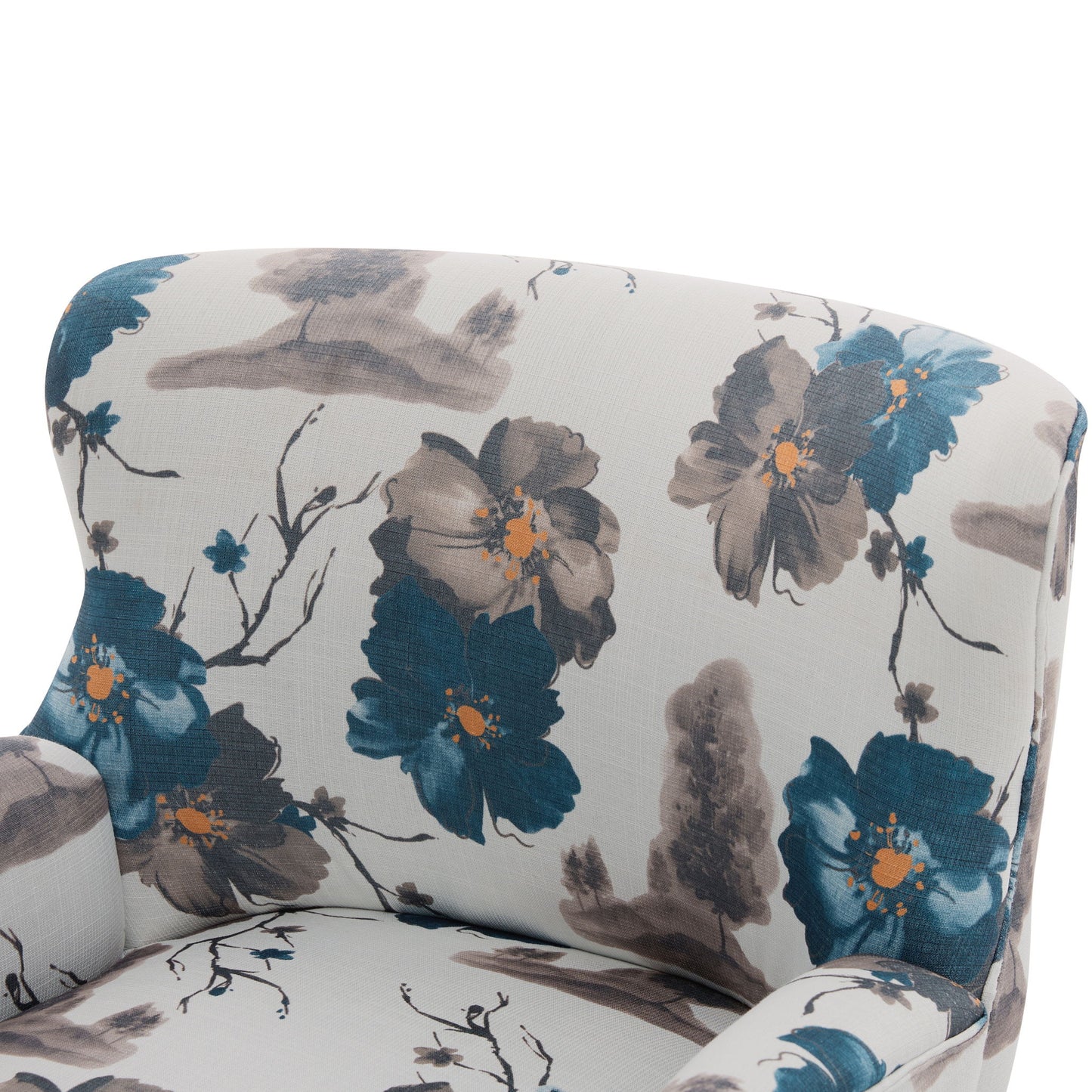 Armchair With Round Arm - White / Blue