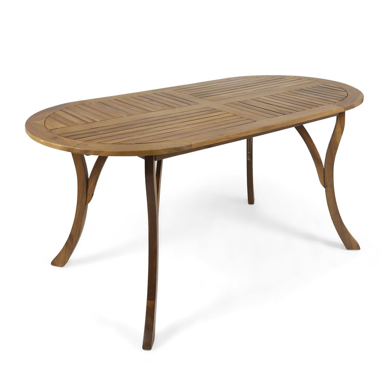 Outdoor Table With Smooth Lines, Slat Top - Teak