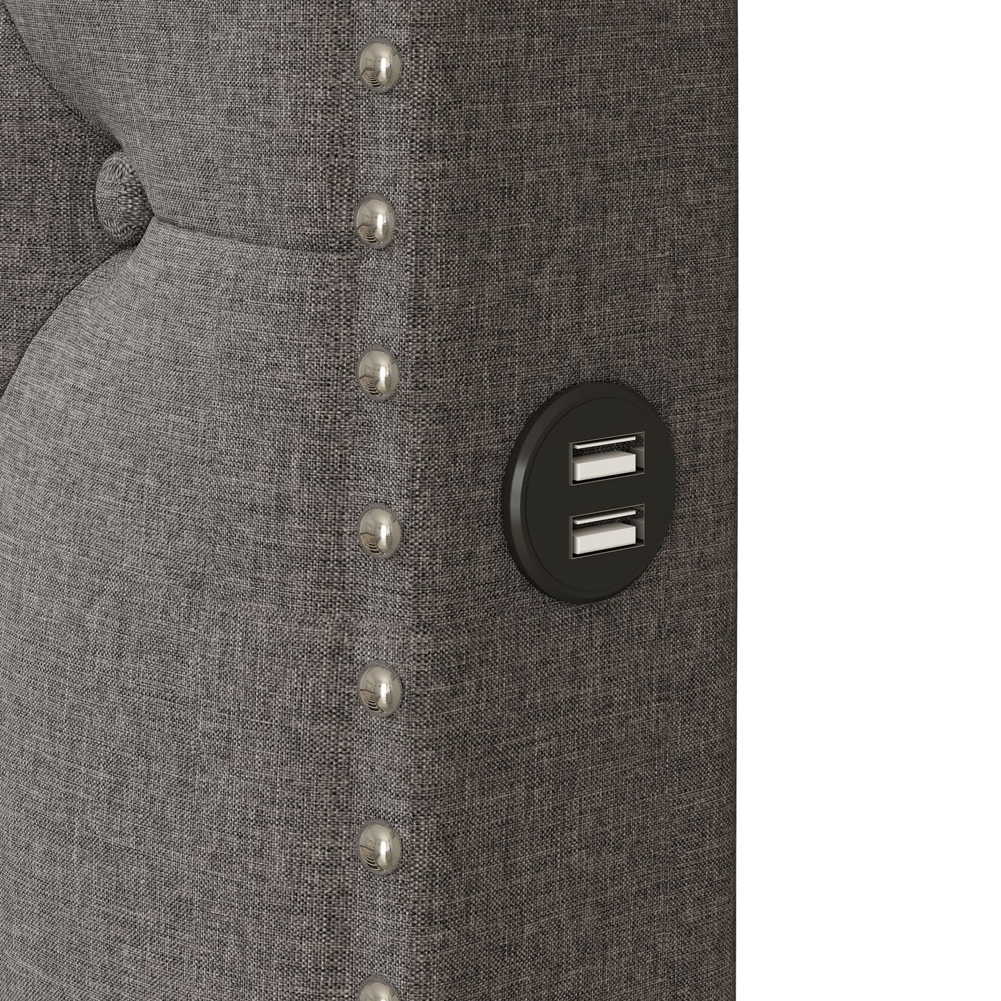 Upholstered Platform Bed With 2 Drawers And 2 Sets Of USB Ports On Each Side, Fabric