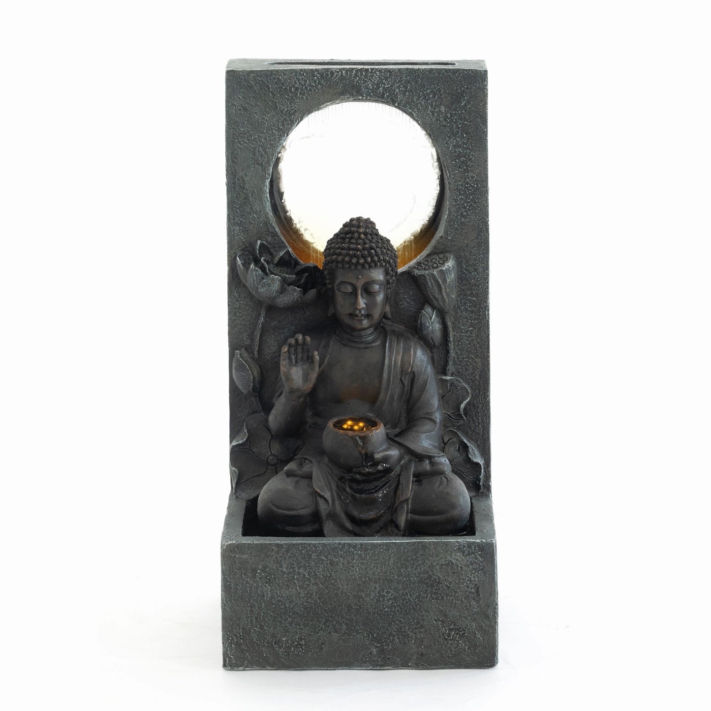 Zen - Outdoor Buddha Waterfall Fountain - Black