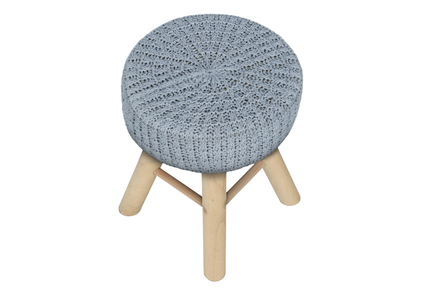 Ottoman, Pouf, Footrest, Foot Stool, Round, Natural Wood Legs, Contemporary, Modern
