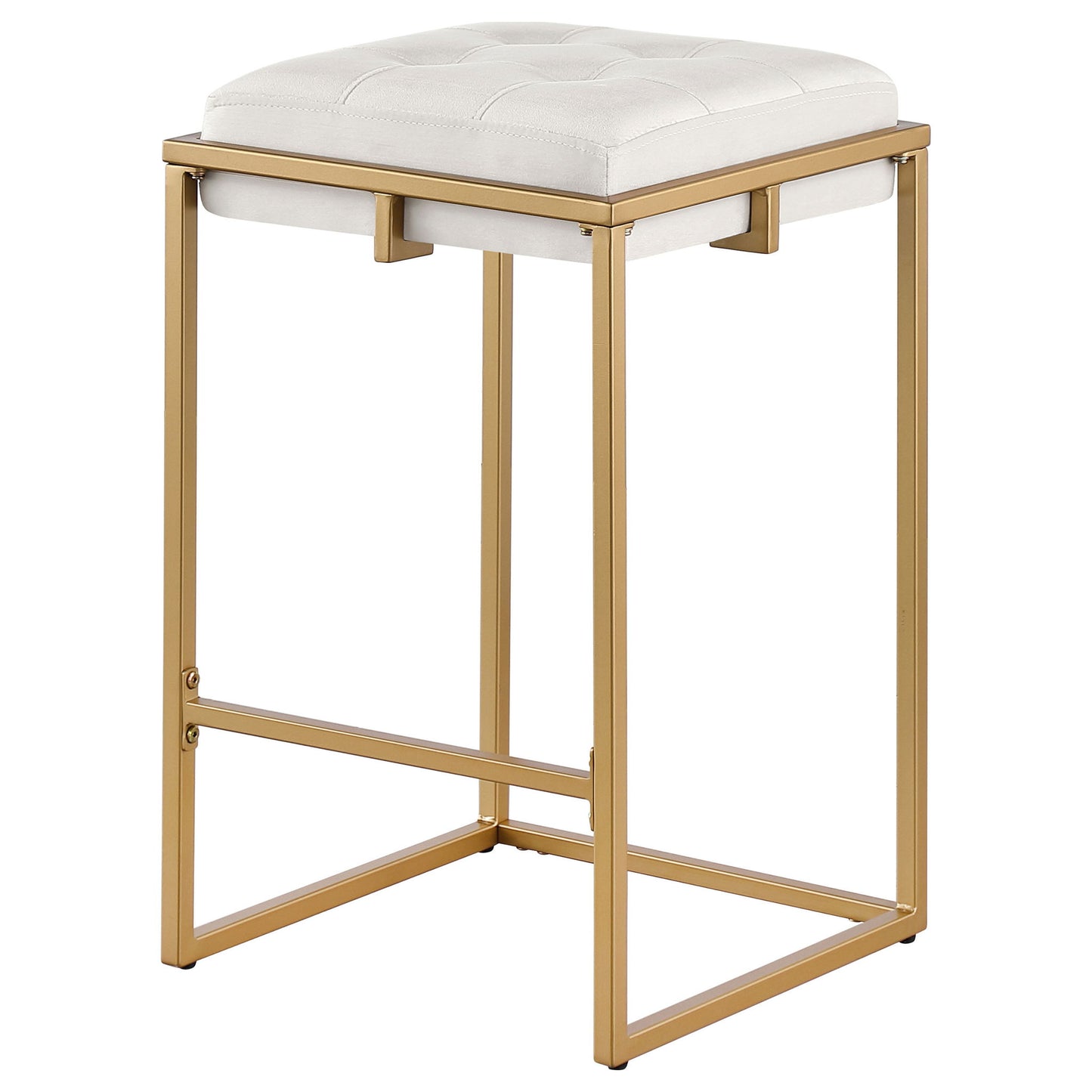 Square Counter Height Stools (Set of 2) - Beige / Gold