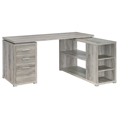 Tona - L-Shape Computer Desk With 3 Drawers And 5 Shelves