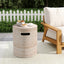 Modern Concrete Side Table With Travertine, Indoor / Outdoor Use - Beige