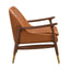 Mid - Century Accent Chair With Cushioned Seat, Brass Tipped Legs