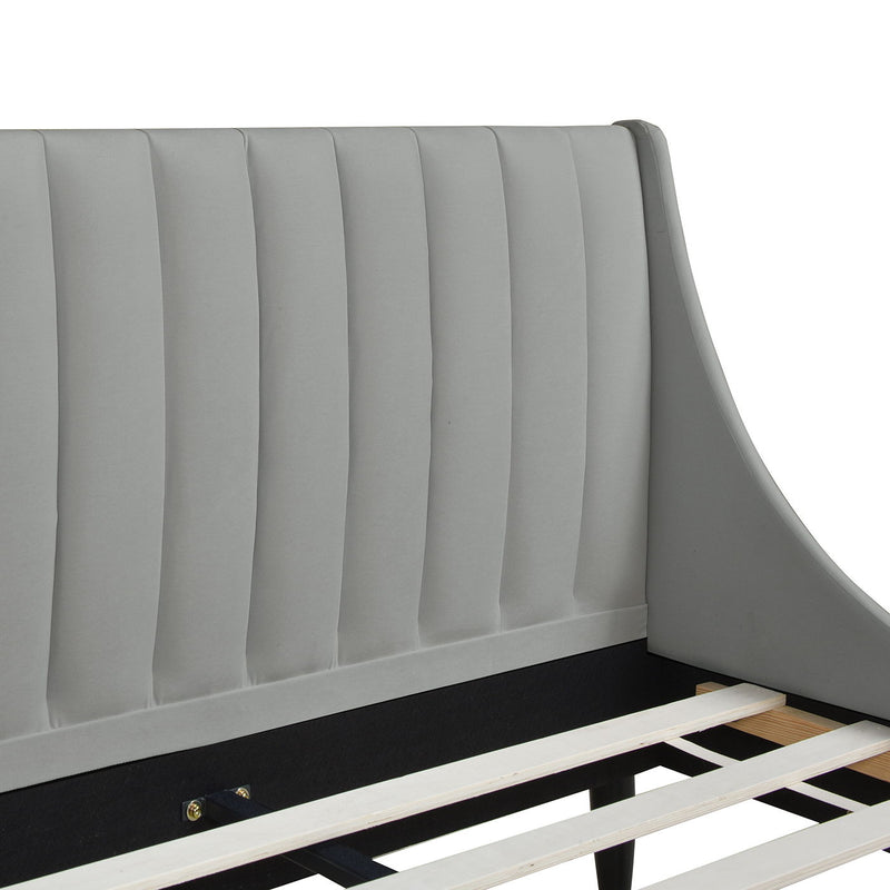 Aspen - Juego de cama de plataforma moderno con cabecero capitoné vertical