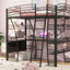 Loft Bed With 4 Layers Of Shelves And L-Shaped Desk, Stylish Metal Frame Bed With A Set Of Sockets, USB Ports And And Wireless Charging