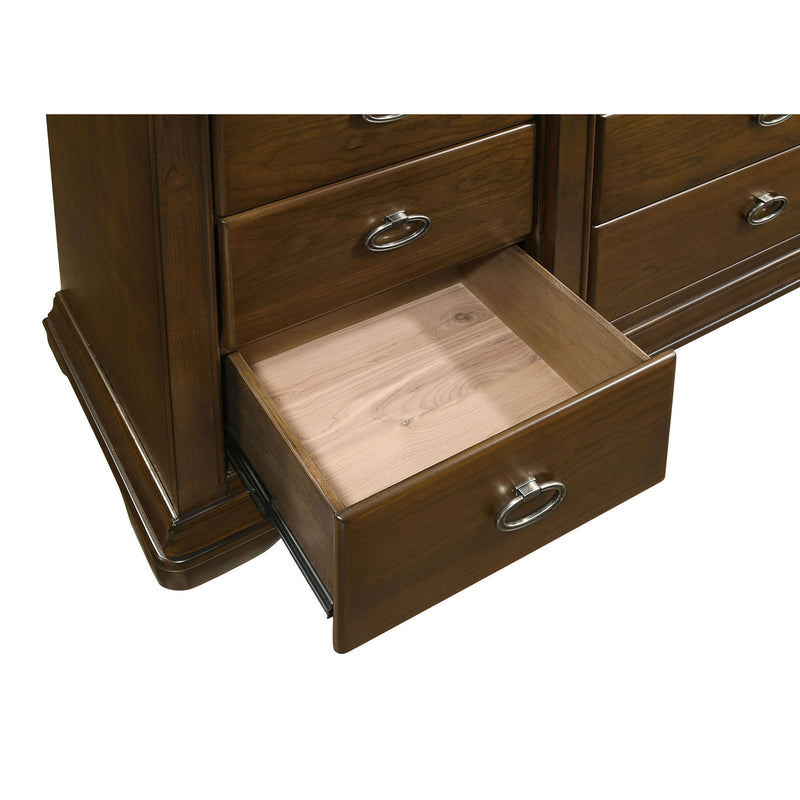 Leonide - 9 Drawer Dresser With Mirror - Cherry