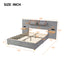 Upholstered Platform Bed, 2 Outlets And USB Charging Ports On Both Sides, 2 Bedside Pillows, Storage Shelves