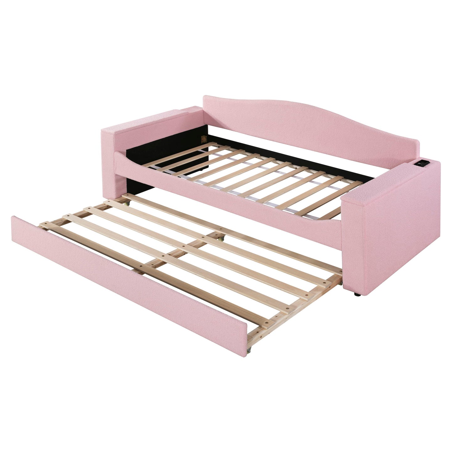 Upholstered Daybed With Storage Armrests, Trundle And Latest Integrated tooth Audio System