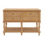 Console Table With 4 Soft Close Drawers, Thick Bottom Shelf For Living Room - Natural